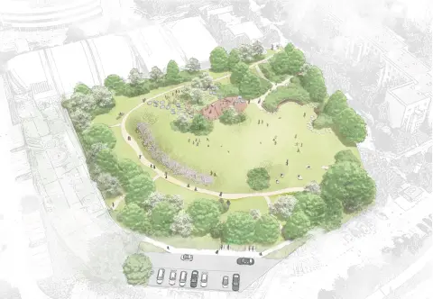 Szkic koncepcji zagospodarowania terenu parku na górce Rogal